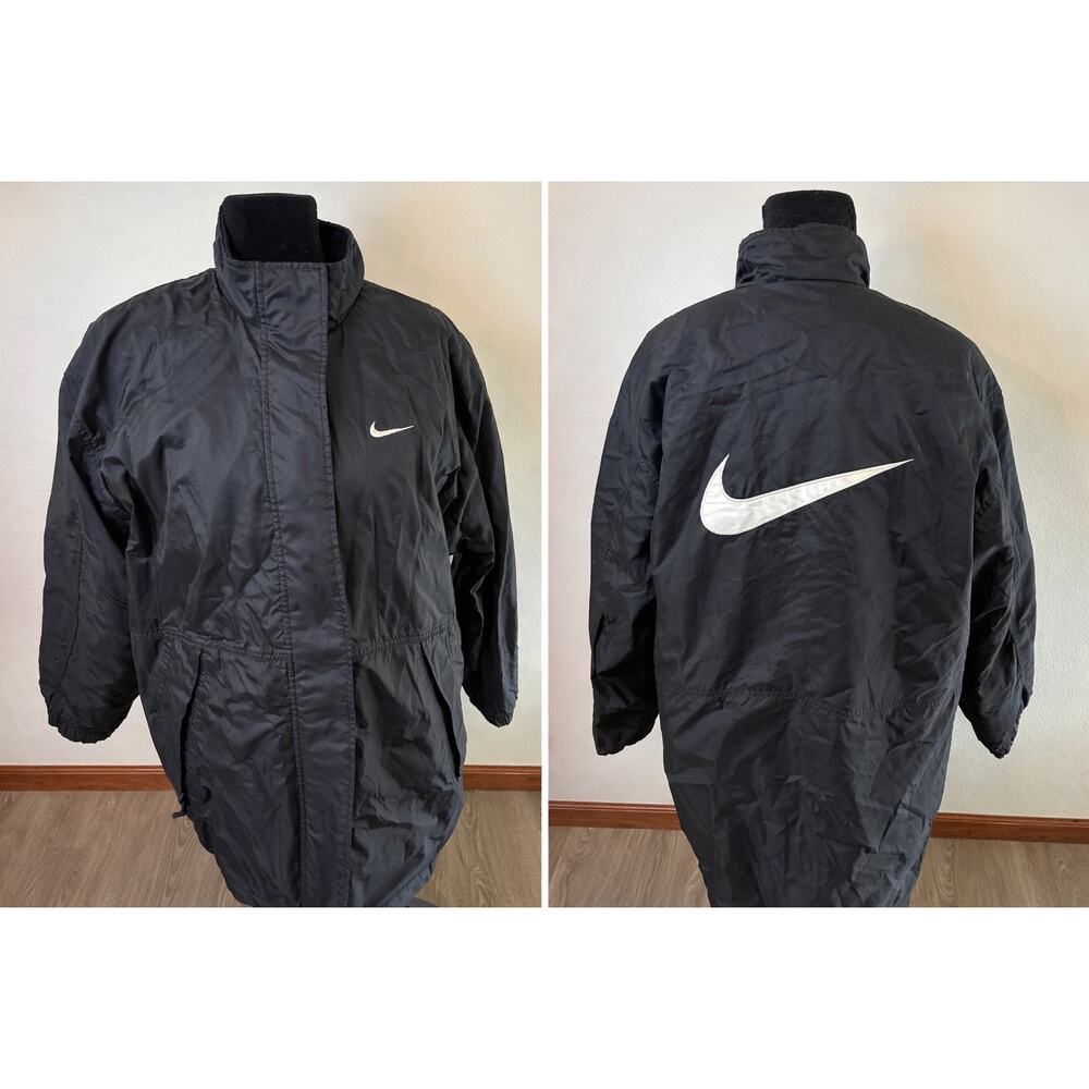 Vintage Nike Big Swoosh Long Puffer Jacket Youth Large (Fits Adult Small)